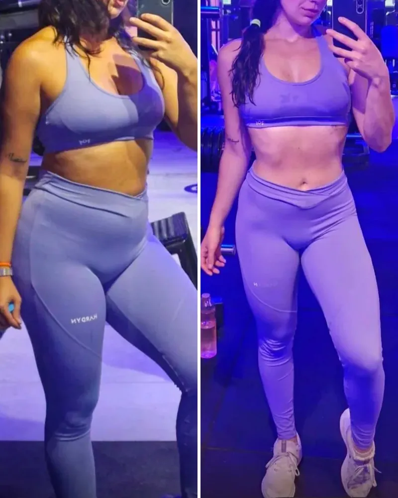 Antes y después de una alumna, de frente