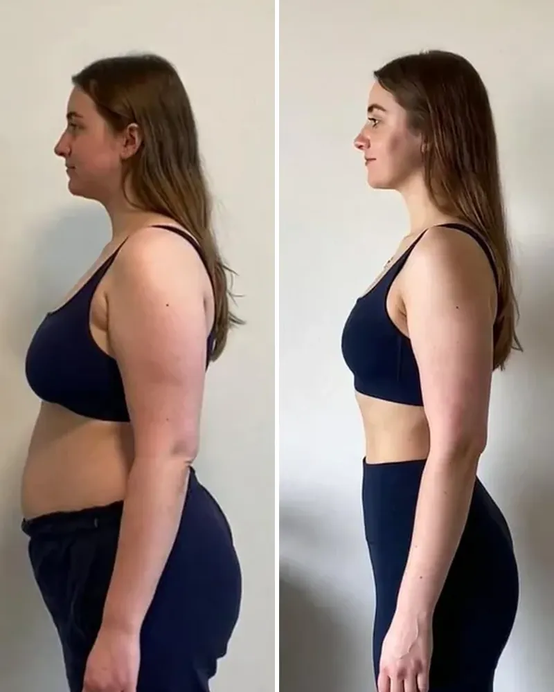Antes y después de una alumna, de perfil