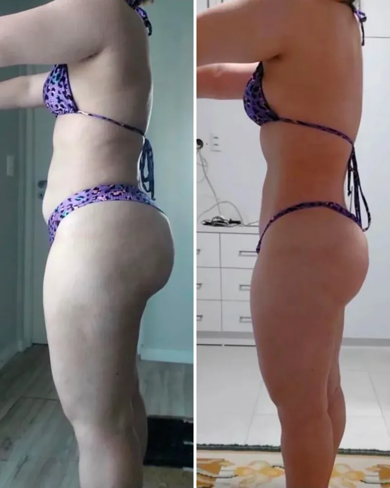 Antes y después de una alumna, de espalda